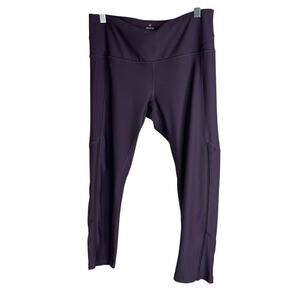 Apana Capri Yoga Leggings Womens M‎ Black Highwaist Pull-On Stretch Side Mesh